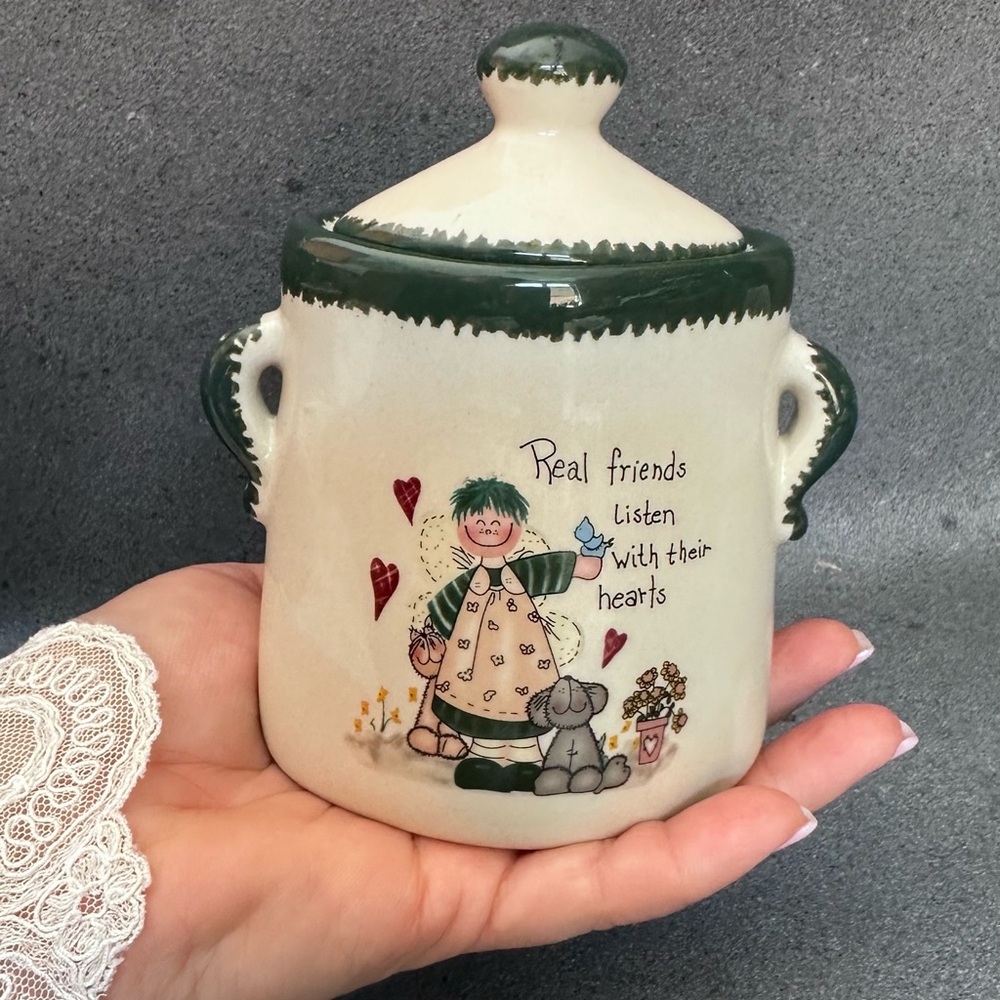 Ceramic Candle Holder Real Friends Listen With Their Hearts Vintage Perfect